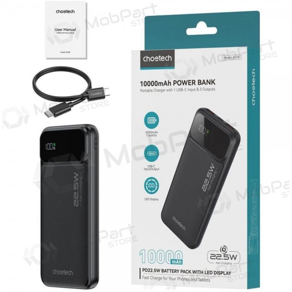 Ārējā baterija Power Bank Choetech B728 22.5W 10000mAh melna