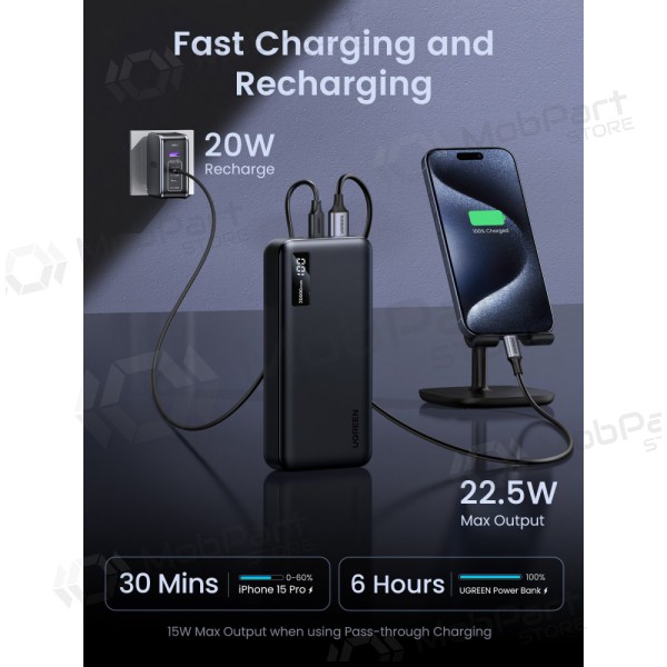 Ārējā baterija Power Bank Ugreen PB313 20W 20000mAh (25683) melna