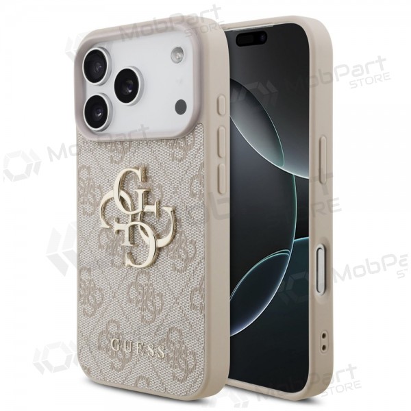 Apple iPhone 17 Pro maciņš - Guess PU 4G Metal Logo (rozā)