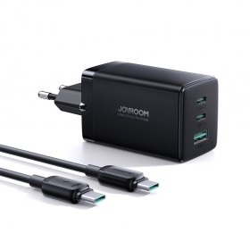 Lādētājs buitinis Joyroom GaN JR-TCG01 2xUSB-C/USB-A 65W + USB-C cable 1.2m melns