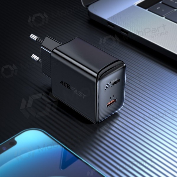 Lādētājs buitinis Acefast A21 30W GaN USB-C melns