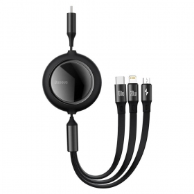 USB kabelis Baseus Bright Mirror Type-C - microUSB+Lightning+Type-C 100W 1.2m (melns) CAMLC-AMJ01