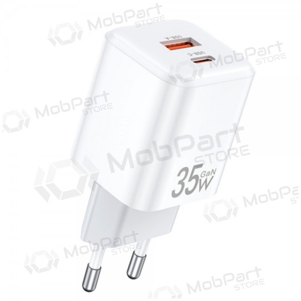 Lādētājs Awei PD66-EU GaN 35W USB-A/USB-C balts