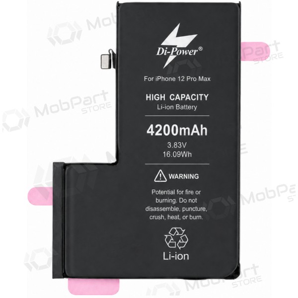 Akumuliatorius "Di-Power" (palielināta ietilpība) paredzēts iPhone 12 Pro Max 4200mAh