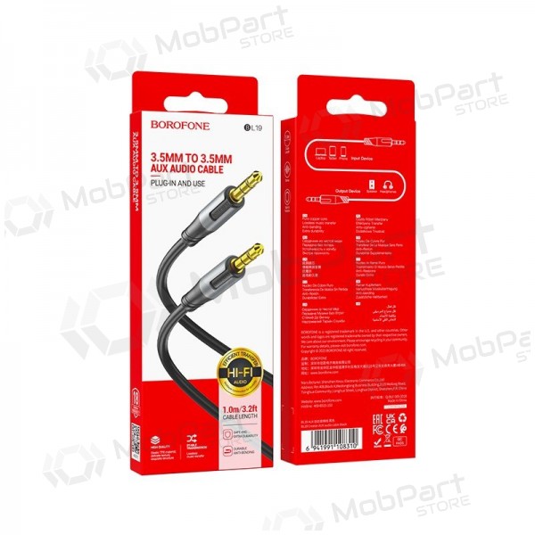 Audio kabelis Borofone BL19 3,5mm to 3,5mm melns