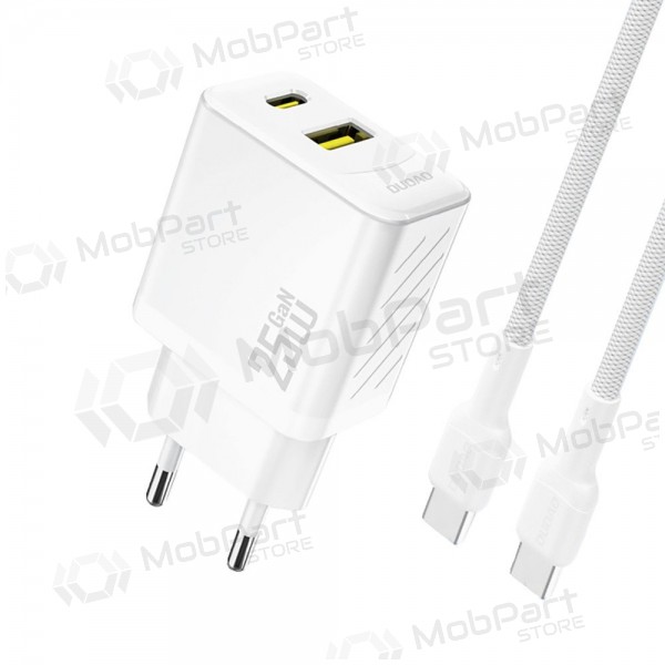 Tālruņa lādētājs Dudao A26TC 25 W GaN USB-C + USB-A ar USB-C kabeli 1 m balts