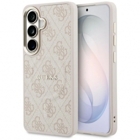 Samsung Galaxy S26 maciņš - Guess PU Leather 4G Gold Frame Magnetic (rozā)
