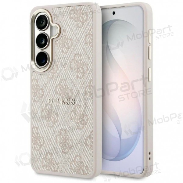Samsung Galaxy S26 maciņš - Guess PU Leather 4G Gold Frame Magnetic (rozā)