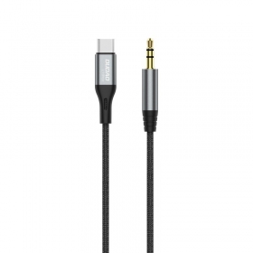 Audio kabelis Dudao L11ProT USB-C uz 3.5 mm 1 m melns