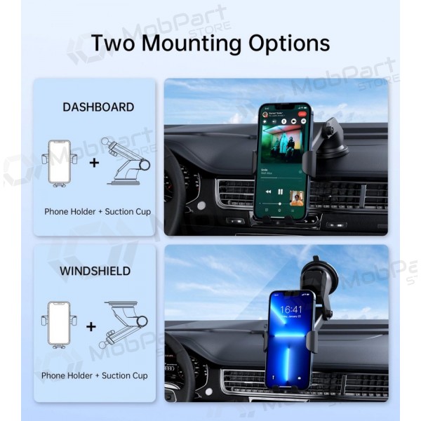 Automobilinis laikiklis-lādētājs Choetech T203-F 15W Gravity Car Charger Holder melns