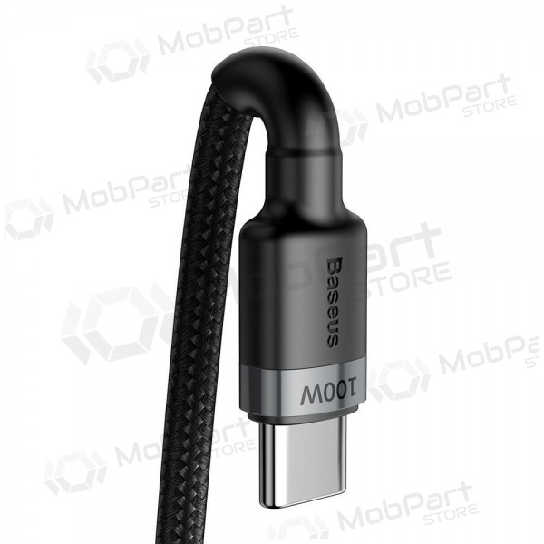USB kabelis Baseus Cafule PD100W Type-C 2.0m pelēks-melns CATKLF-ALG1