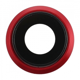 Apple iPhone 8 / SE 2020 kameras stikliņš (sarkans) (ar rāmīti)