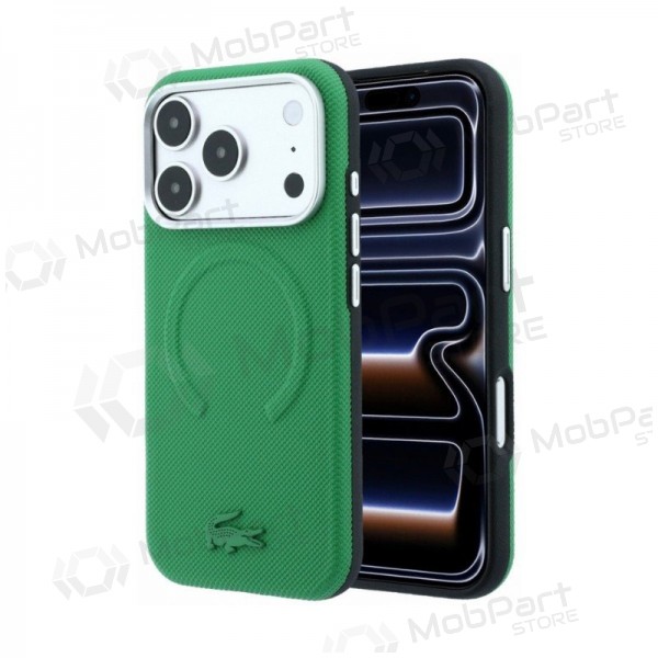 Apple iPhone 18 Pro Max maciņš - Lacoste PVC Petit Pique Semi Wrap Embossed MagSafe (zaļš)
