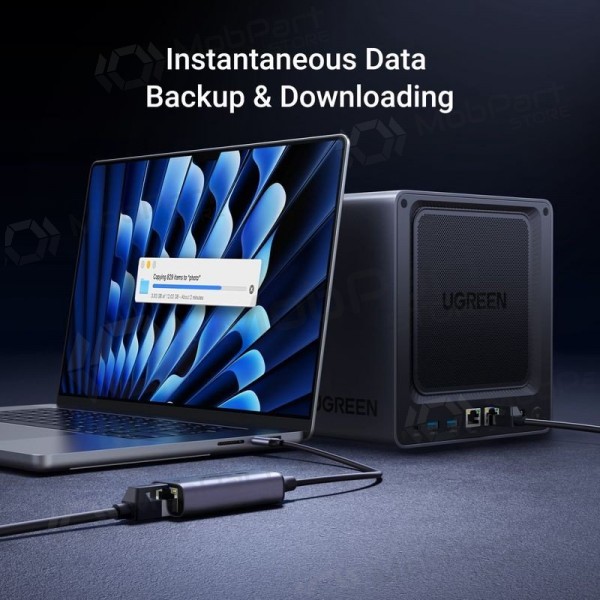 USB-C adapteris Ugreen CM648 USB-C uz RJ45 pelēks