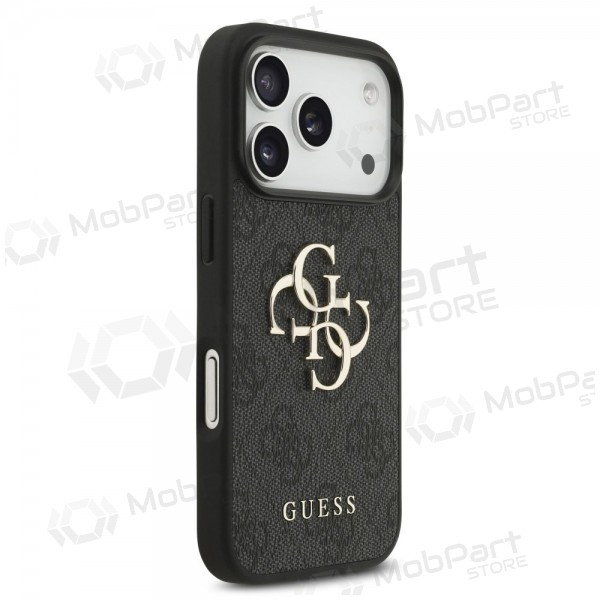 Apple iPhone 17 Pro maciņš - Guess PU 4G Metal Logo Strap (melns)