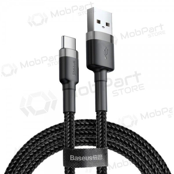 USB kabelis Baseus Cafule Type-C 2.0m 2.0A (pelēks-melns) CATKLF-CG1
