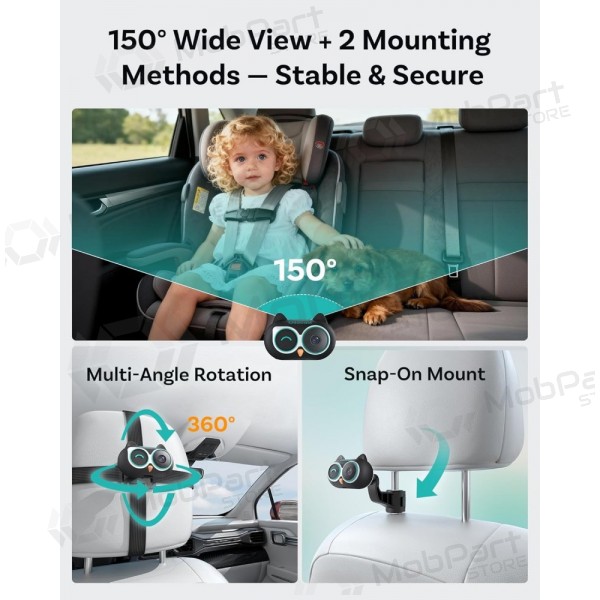Bezvadu CarPlay adapteris Ottocast Cabin Care CA520-T ar mobilās aukles funkciju melns