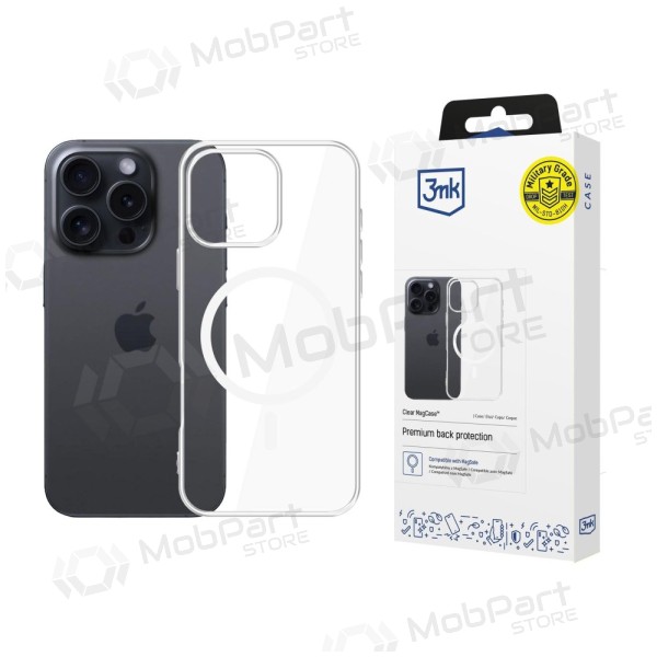 Apple iPhone 16 Pro maciņš / vāciņš "3MK Clear MagCase" (caurspīdīgs)