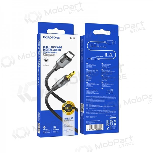 Audio kabelis Borofone BL19 USB-C to 3,5mm melns