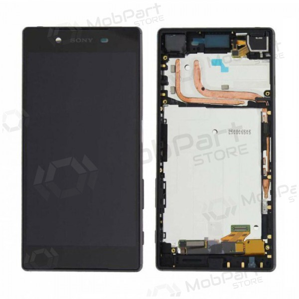 Sony E6603 / E6653 Xperia Z5 ekrāns (melns) (ar rāmīti) (lietots grade B, oriģināls)