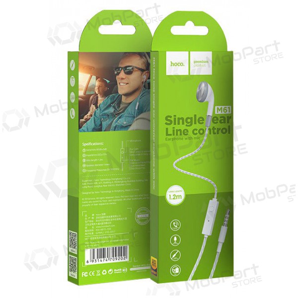 Brīvroku aprīkojums Hoco M61 Mono 3,5mm (balta)