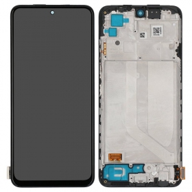 Ekranas Xiaomi Redmi Note 10/Redmi Note 10S/Poco M5s su lietimui jautriu stikliuku un rėmeliu Black OLED ORG
