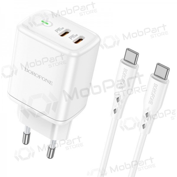 Lādētājs buitinis Borofone BN9 2xType-C 35W + Type-C balts