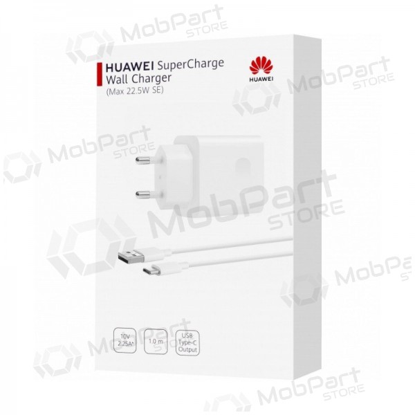 Lādētājs oriģināls Huawei CP404B SuperCharge 22.5W + kabelis Type-C 1m iepakojumā balts