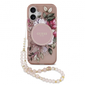 Apple iPhone 17 maciņš - Guess IML Flowers Strap MagSafe