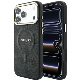 Apple iPhone 18 Pro maciņš - Guess PU Leather 4G Gold Frame Embossed MagSafe