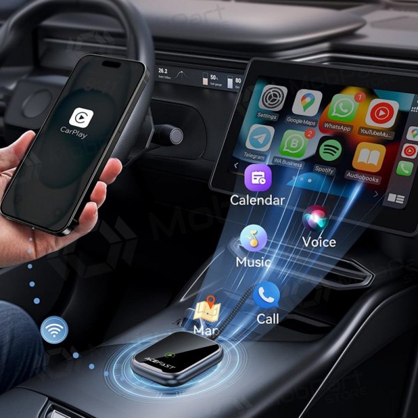 CarPlay adapteris Acefast QC1 bezvadu Android Auto melns