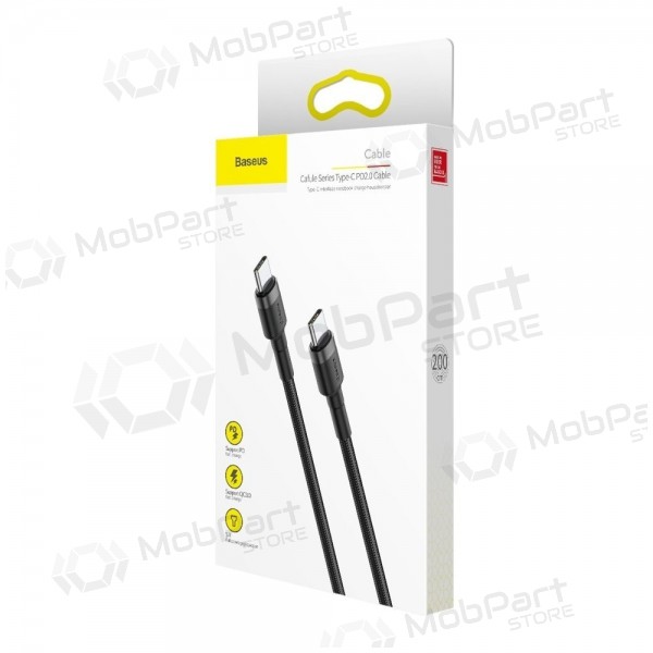 USB kabelis Baseus Cafule PD60W Type-C 2.0m pelēks-melns CATKLF-HG1