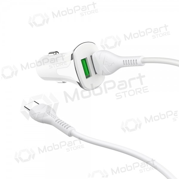 Lādētājs automobilinis Hoco Z31 Quick Charge 3.0 (3.4A) x 2 USB + Type-C (balts)