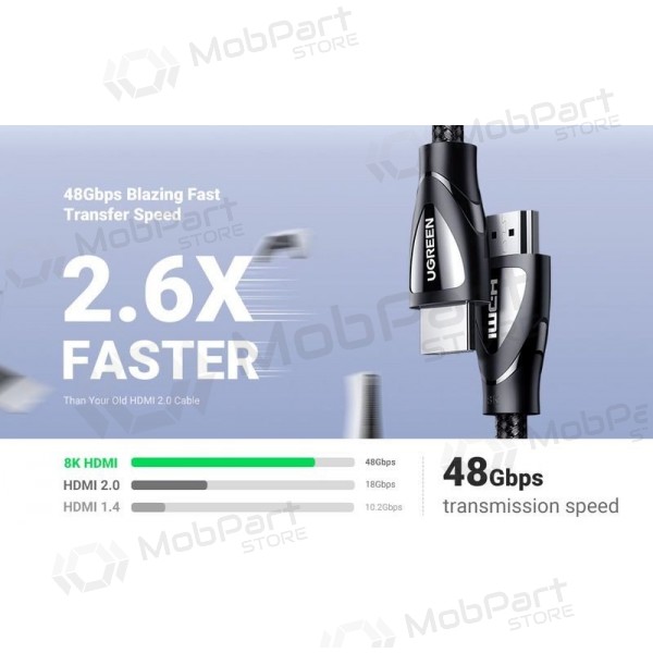 HDMI kabelis Ugreen HD140 HDMI 2.1 8K 60 Hz 3 m melns