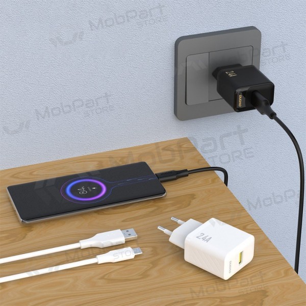 Tālruņa lādētājs Dudao A23T 12 W USB-A ar USB-C kabeli 1 m melns