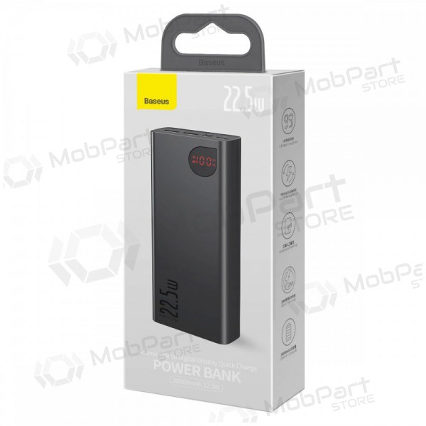Ārējā baterija Power Bank Baseus Adaman 22.5W 20000mAh + Type-C 0.3m melna PPAD070101