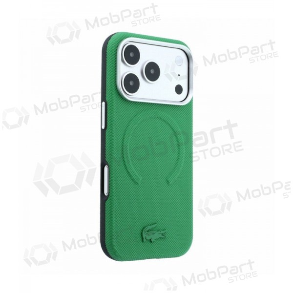Apple iPhone 18 Pro maciņš - Lacoste PVC Petit Pique Semi Wrap Embossed MagSafe (zaļš)