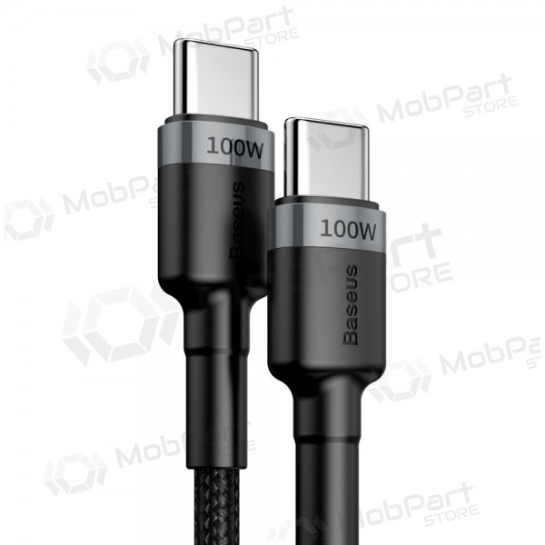 USB kabelis Baseus Cafule PD100W Type-C 2.0m pelēks-melns CATKLF-ALG1