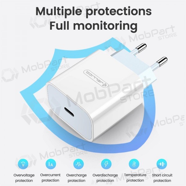 Lādētājs Jellico AK180 20W USB-C + USB-C to USB-C cable 1.0m balts