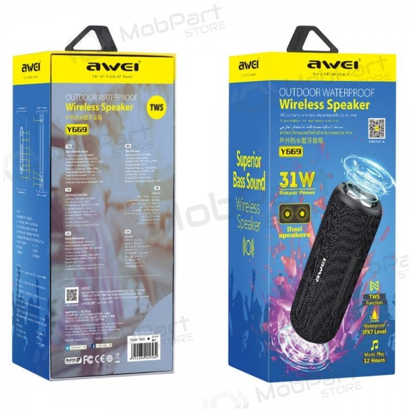 Bluetooth pārnēsājams skaļrunis Awei Y669 31W melns