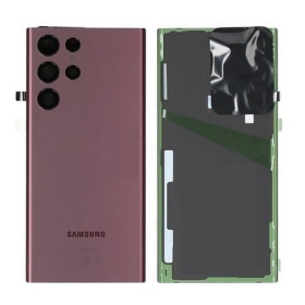 Samsung S908 Galaxy S22 Ultra aizmugurējais baterijas vāciņš (Burgundy) (lietots grade A, oriģināls)