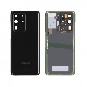 Samsung G988 Galaxy S20 Ultra aizmugurējais baterijas vāciņš melns (Cosmic Black) (lietots grade C, oriģināls)