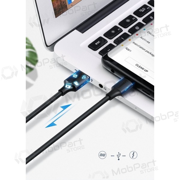 USB kabelis Ugreen US287 USB to USB-C 3A 1.0m melns