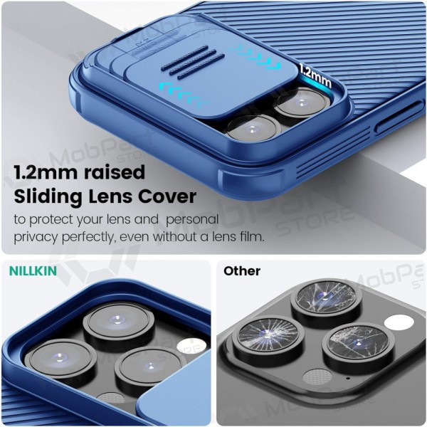 Apple iPhone 14 Pro Max vāciņš „Nillkin CamShield Pro“ (zils) Apple iPhone 14 Pro Max vāciņš „Nillkin CamShield Pro“ (zils)