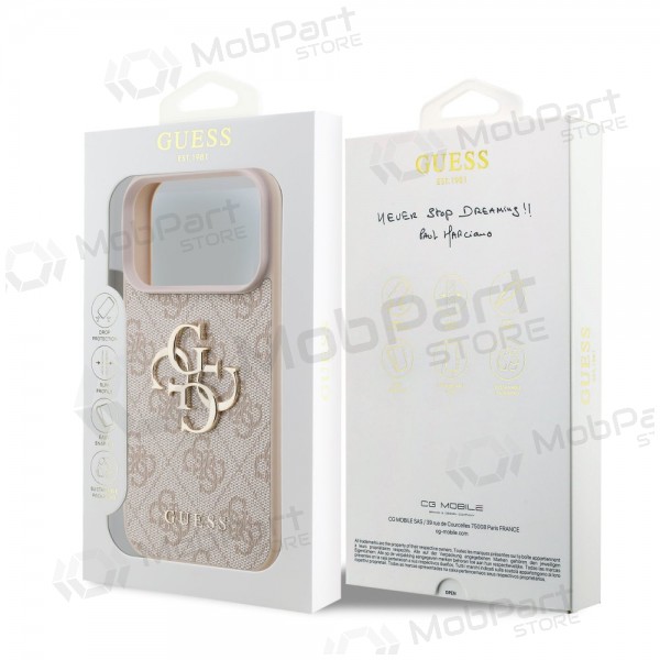 Apple iPhone 17 Pro maciņš - Guess PU 4G Metal Logo (rozā)