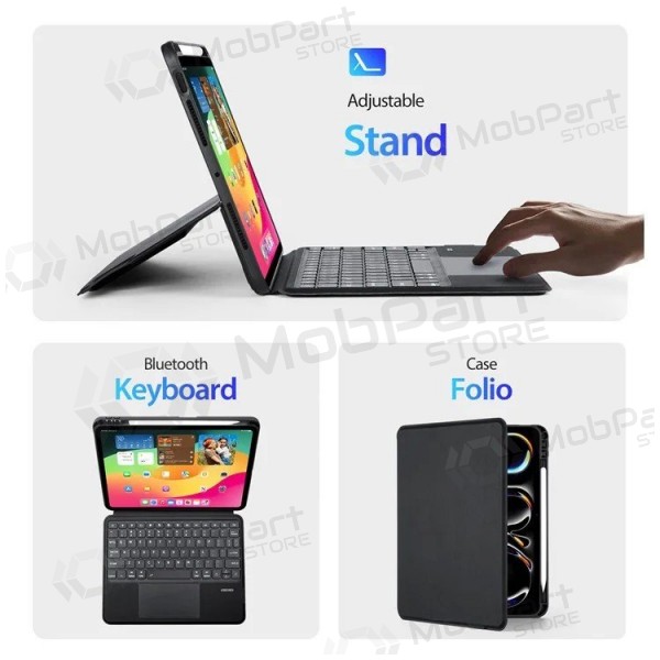 Apple iPad Pro 11 2024, 2025 maciņš ar tastatūru - Dux Ducis DK (melns)