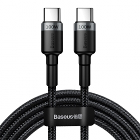 USB kabelis Baseus Cafule PD100W Type-C 2.0m pelēks-melns CATKLF-ALG1