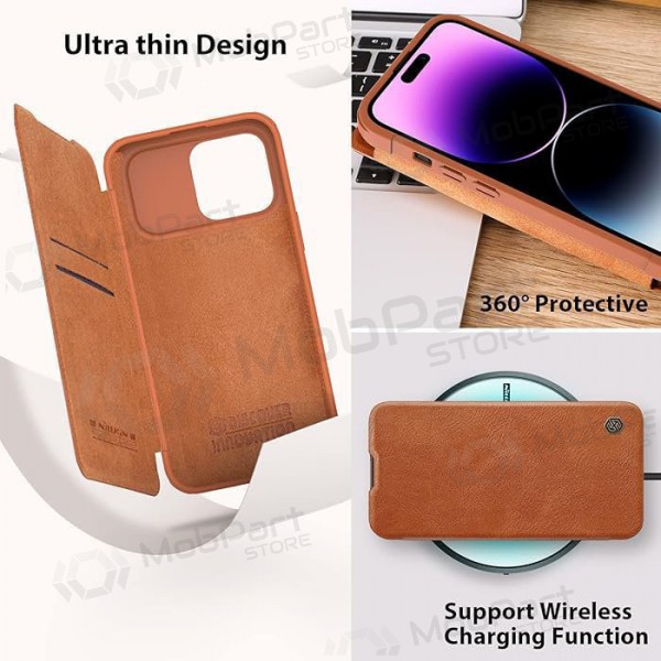Apple iPhone 14 maciņš - Nillkin Leather (brūns)