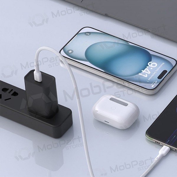 USB-C kabelis Dudao L9C USB-C uz USB-C 1 m 65 W balts