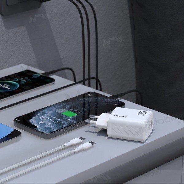 Tālruņa lādētājs Dudao A28PC 45 W GaN 2x USB-C ar USB-C kabeli 1 m melns
